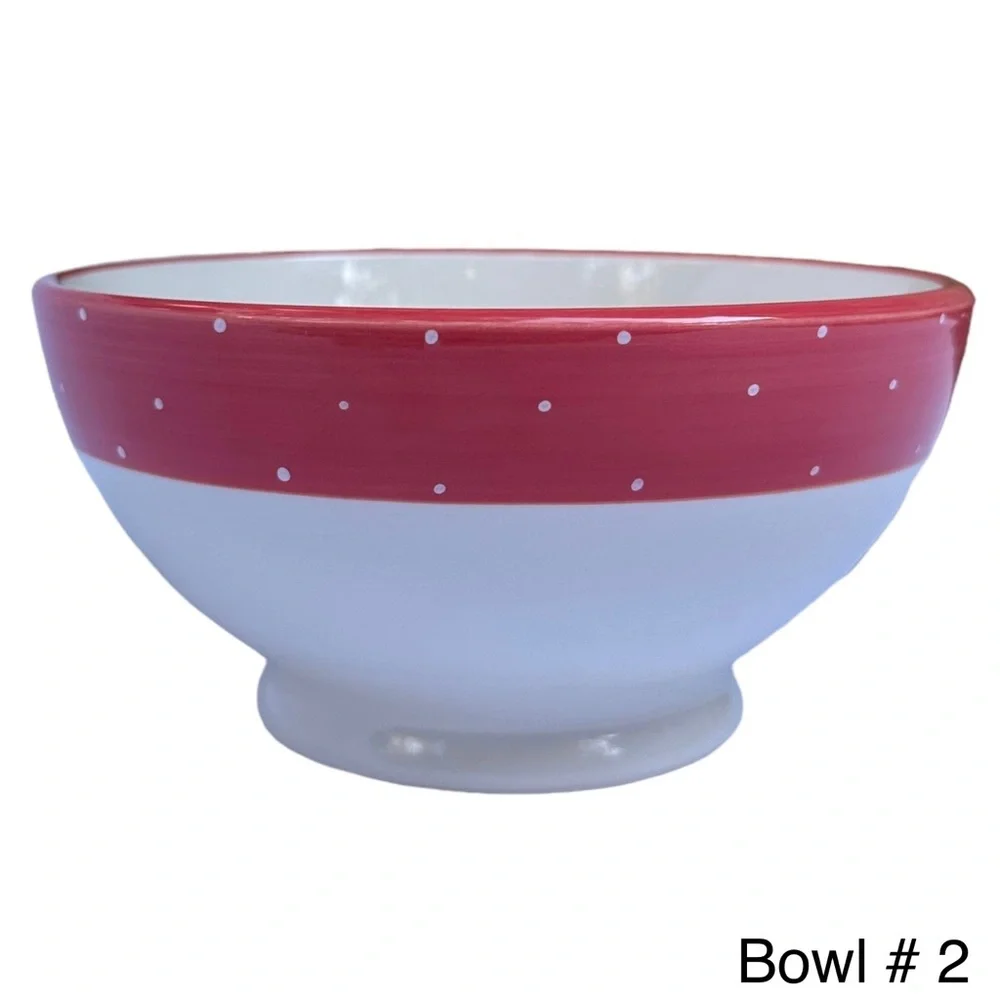 Rae Dunn SNACK Bowl Red White Polka Dot Christmas Valentine’s Day NWT 2017 OG